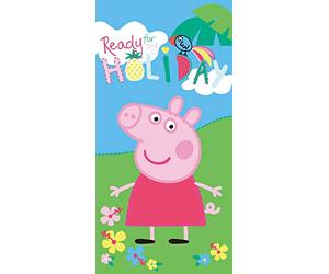 Jerry Fabrics Peppa Wutz Asciugamano Telo Mare Telo Spiaggia Peppa Pig "Pronta per la Mia Vacanza" per Bambini, Adolescenti, 70 x 140 cm, 100% Cotone