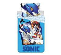 Jerry Fabrics Set copripiumino Sonic The Hedgehog - Sonic - copripiumino 140 x 200 cm con federa 70 x 90 cm - 100% cotone EcoText Standadrd