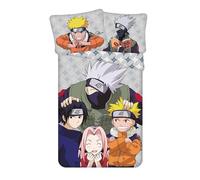 Jerry Fabrics Set di biancheria da letto per bambini, copripiumino 140 x 200 cm e federa 70 x 90 cm, motivo Naruto, 100% cotone, per ragazzi e ragazze