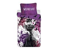Jerry Fabrics Set di biancheria da letto Wednesday Raven, elegante nero, copripiumino 140 x 200 cm e federa grande 70 x 90 cm, morbida, resistente e lavabile in lavatrice, per fan del mercoledì e