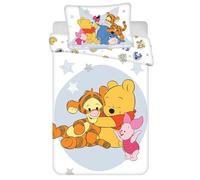 Jerry Fabrics Set di biancheria da letto Winnie l'Pooh e i suoi amici, per neonati o lettini, copripiumino reversibile 100 x 135 cm + federa 40 x 60 cm, 100% cotone, con tigre e maialino