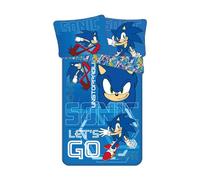 Jerry Fabrics Sonic The Hedgehog Let´s go Design Set copripiumino 140 x 200 cm, biancheria da letto double-face con federa 70 x 90 cm, blu