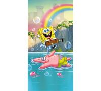 Jerry Fabrics Spongebob Schwammkopf Asciugamano da doccia 70x140 cm - 100% cotone Asciugamano per bambini - Oeko-TEX Standard 100 - Asciugamano da spiaggia e asciugamano ad alta capacità con motivo