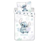Jerry Fabrics Stitch Angel Ohana - Set copripiumino reversibile 140 x 200 cm e federa grande 70 x 90 cm, 100% cotone, colore: bianco