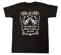 Jerry Lee Lewis 'Great Balls of Fire' Rock 'N' Roll Unisex O-Neck 100% Cotton Short-Sleeve T-Shirts Black L