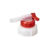 Jerrycanshop - Rubinetto dosatore per tanica DIN 51 - Rubinetto per tanica impilabile (UN) con bocca DIN51 - HDPE (plastica) - rosso bianco