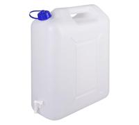 Jerrycanshop - Tanica in plastica, 20 l, con rubinetto, tanica per acqua e alimenti, tanica per acqua, 20 litri, plastica (HDPE), senza BPA, naturale