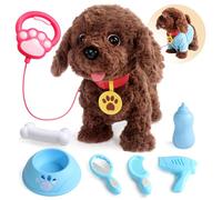 jerryvon Cagnolino che Abbaia e Cammina -Giochi Bambini 2 Anni Cane Giocattolo che Cammina e Abbaia Regalo Bambina 2 3 4 Anni Peluche Cane Realistico Animali Giocattolo per Bambini