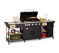 Jersey - Cucina da esterno con griglia a gas e lavello, 20,7 kW, 5+1 bruciatori, mobile