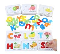 Jeruytgh Gioco In Legno Di Ortografia,Attività Educative In Legno Con Frutta,Giochi con Lettere per Bambini - Per Scuola Materna Apprendimento Linguaggio Lettura Precoce Genitori e Figli