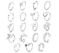 JeryWe 20PCS Set di anelli regolabili donne Carino semplice farfalla placcato nodo freccia cuore abbracciare anelli dito Set di anelli aperti da pollice impilabili per ragazze adolescenti Plus Size