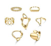 JeryWe 9 Pezzi Anelli Aperti per Donne Ragazze Anelli Nocche Regolabili Set Anelli Bohemien Oro Chunky Anelli Impilabili Midi Finger Ring Tendenza Minimalista