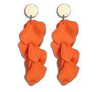 JeryWe Acrilico Petalo di Rosa Orecchini a Clip Boho Goccia - Dichiarazione Multicolore Floreale con Nappa