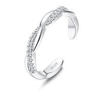 JeryWe Anello Piede per Donna Ragazze 925 Anelli Argento Sterling Placcato Oro Bianco 14K Fiore CZ Serpente Torsione Opale Banda Anelli Estate Spiaggia Anelli Donna Regolabili Piede Gioielli（Stile6）