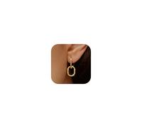 JeryWe Orecchini Donna Argento 925 - Anallergici Orecchini Pendenti Donna Cerchio Huggie Placcati in Oro - Graffetta in Oro Contorta