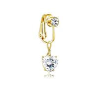 JeryWe Piercing Ombelico Finto per Donne Clip su Acciaio Chirurgico CZ L'Amore Non Piercing Fake Piercing Gioielli（Stile1）