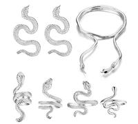 JeryWe Set di gioielli a forma di serpente per le donne Orecchini a goccia a forma di serpente per le ragazze adolescenti Collana con serpente avvolgente in oro