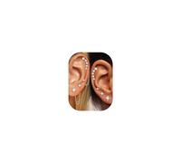 JeryWe Set Orecchini Donna Acciaio Inossidabile Piercing Orecchio Orecchini Anallergici Donna 4 Paia Con 2 Catene Helix Piercing - Stella - Argento