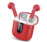 Jesebang Cuffie Bluetooth, Auricolari 5.4 con Stereo HiFi Immersivo, Auricolare con 4 HD Mic, Mini Cuffiette Bluetooth IP7 Impermeabili,Cuffie Senza Fili per iphone/samsung,LED,30 Ore, Rosso(2025)