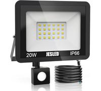 JESLED Faretto LED Da Esterno Con Sensore di Movimento, 20W 2200 Lumen, IP66 Impermeabile per Giardino, Cortile, Patio, Garage