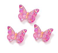 JESMING 6 ciondoli colorati a forma di farfalla per scarpe da zoccolo e borsa per paludi, bottoni decorativi in resina glitterata con retro in morbido PVC trasparente, One Size, Acrilico Rayon, Non