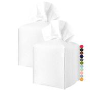 JESMINI, copertura per scatola di fazzoletti bianchi, confezione da 2 pezzi, in pelle PU, moderna, per bagno, comodini, scrivania da ufficio, tavolo da pranzo e auto, 5 x 5 x 5 cm