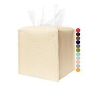 JESMINI Copertura quadrata in pelle per scatola di fazzoletti, [, beige] moderna scatola di fazzoletti in pelle PU decorativa per bagno, bancone da toeletta, comodini/scrivania da ufficio, 5 x 5 x 5