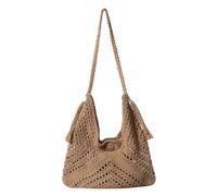 Jessen borse all'uncinetto per le donne, borsa da spiaggia per le vacanze, borse estive da donna, borsa estiva in paglia per le donne borsa intrecciata grande borsa da spiaggia, cachi, 100%