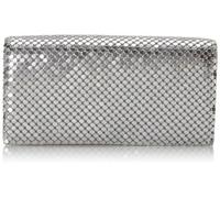 Jessica McClintock Borsa da sera in rete metallica, 11,4 x 19,1 x 5,1 cm, tracolla inclusa, argento, Einheitsgröße
