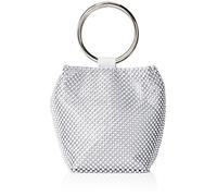 Jessica McClintock womens Womens Gwen Ball Mesh Ring Wristlet Pouch Clutch, Silver, One Size
