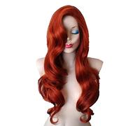 Jessica Rabbit Wavy Long Copper Red Hair Little Mermaid Princess Ariel Heat Resistant Cosplay Costume Wig + Wig Cap