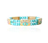 Jessica Simpson Braccialetto da donna con occhio malocchio, color oro, braccialetto malocchio per donne, Adjustable, OTTONE-IMITAZIONE ORO, Pietre acriliche