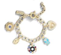 Jessica Simpson Braccialetto da donna con occhio malocchio, color oro, braccialetto malocchio per donne, Fixed, OTTONE IMITAZIONE ORO, Pietre acriliche
