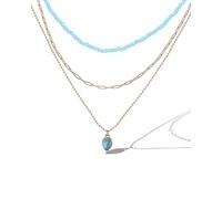 JESSICA SIMPSON Collana alla moda a 3 strati con pietre verdi, 38,1 - 43,2 cm e 47,5 cm + 7,6 cm