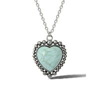 Jessica Simpson Collana da donna a forma di cuore, 50,8 cm + 5,1 cm, con ciondolo a forma di cuore turchese