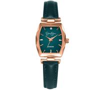 Jessica Simpson Diamond Collection Orologio da donna, classico, al quarzo, cinturino in pelle, quadrante con cristalli sfaccettati, elegante orologio da donna, oro rosa/verde, 24