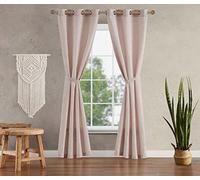 Jessica Simpson - Groovy - Tende oscuranti con motivo cachemire, motivo floreale, set di 2 pannelli e 2 fermatenda, per la privacy, con occhielli di alta qualità, 96,5 x 213,4 cm, colore: rosa fard