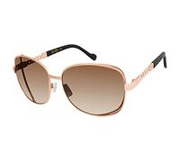 Jessica Simpson Occhiali da sole da donna, grandi, ventilati, quadrati, in metallo, con catena, staffa in metallo dettagliata e protezione UV al 100%, 65 mm, oro rosa e nero