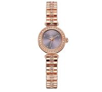 Jessica Simpson Orologio da donna con anello in oro rosa, lunetta rotonda in cristallo, quadrante a raggi di sole lavanda, cinturino elasticizzato impreziosito da cristalli, accessorio alla moda