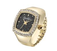Jessica Simpson Orologio da donna con anello regolabile in oro, lunetta in cristallo, mini quadrante analogico al quarzo, cinturino elasticizzato, accessorio alla moda