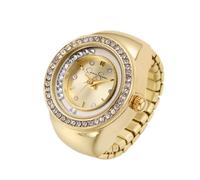 Jessica Simpson Orologio da donna con anello regolabile in oro, lunetta in cristallo, mini quadrante analogico al quarzo, cinturino elasticizzato, accessorio alla moda