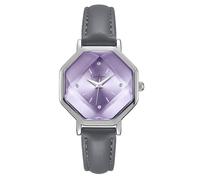 Jessica Simpson Orologio da donna con cinturino in pelle, quadrante ottagonale sfaccettato con cristalli, movimento al quarzo, orologio elegante da donna