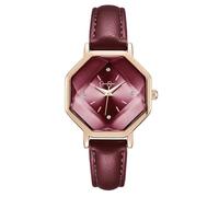 Jessica Simpson Orologio da donna con cinturino in pelle, quadrante ottagonale sfaccettato con cristalli, movimento al quarzo, orologio elegante da donna, Oro rosato, 32