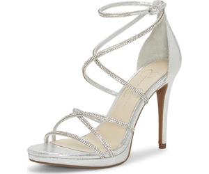 Jessica Simpson Sandali da donna Jaeya con strass, Platino, 44 EU