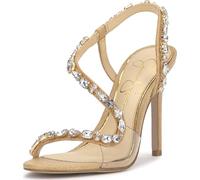 Jessica Simpson Women's Jaycin Embellished Heeled Sandal, Natural Raffia, 9.5