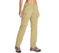Jessie Kidden Pantaloni impermeabili da donna, per camminare, escursionismo, cargo, convertibili, leggeri, ad asciugatura rapida, protezione UV UPF 50+, zip off Capri, cachi, 40