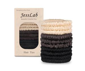 JessLab Elastici Satinati Senza Danni, Fermagli per Capelli Senza Pieghe per Donne, Delicati su Capelli Fini e Ricci, per Dormire e Feste, Confezione da 10 Pezzi