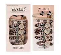 JessLab Fermagli per Capelli in Metallo per Donne, 6 Pezzi Accessori per Capelli con Strass Scintillanti, Fermagli Resistenti per Tutto il Giorno per Eventi, Ambra Floreale