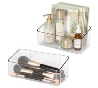 JessLab Organizer Trasparente per Anta di Armadio, Design Frontale Inclinato, Piccolo Contenitore Acrilico per Spezie, Cosmetici, Forniture da Scrivania, Montaggio Adesivo, 1 Scomparto (2 Pack)