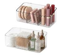JessLab Organizer Trasparente per Anta di Armadio, Design Frontale Inclinato, Piccolo Contenitore Acrilico per Spezie, Cosmetici, Forniture da Scrivania, Montaggio Adesivo, 3 Scomparto (2 Pack)